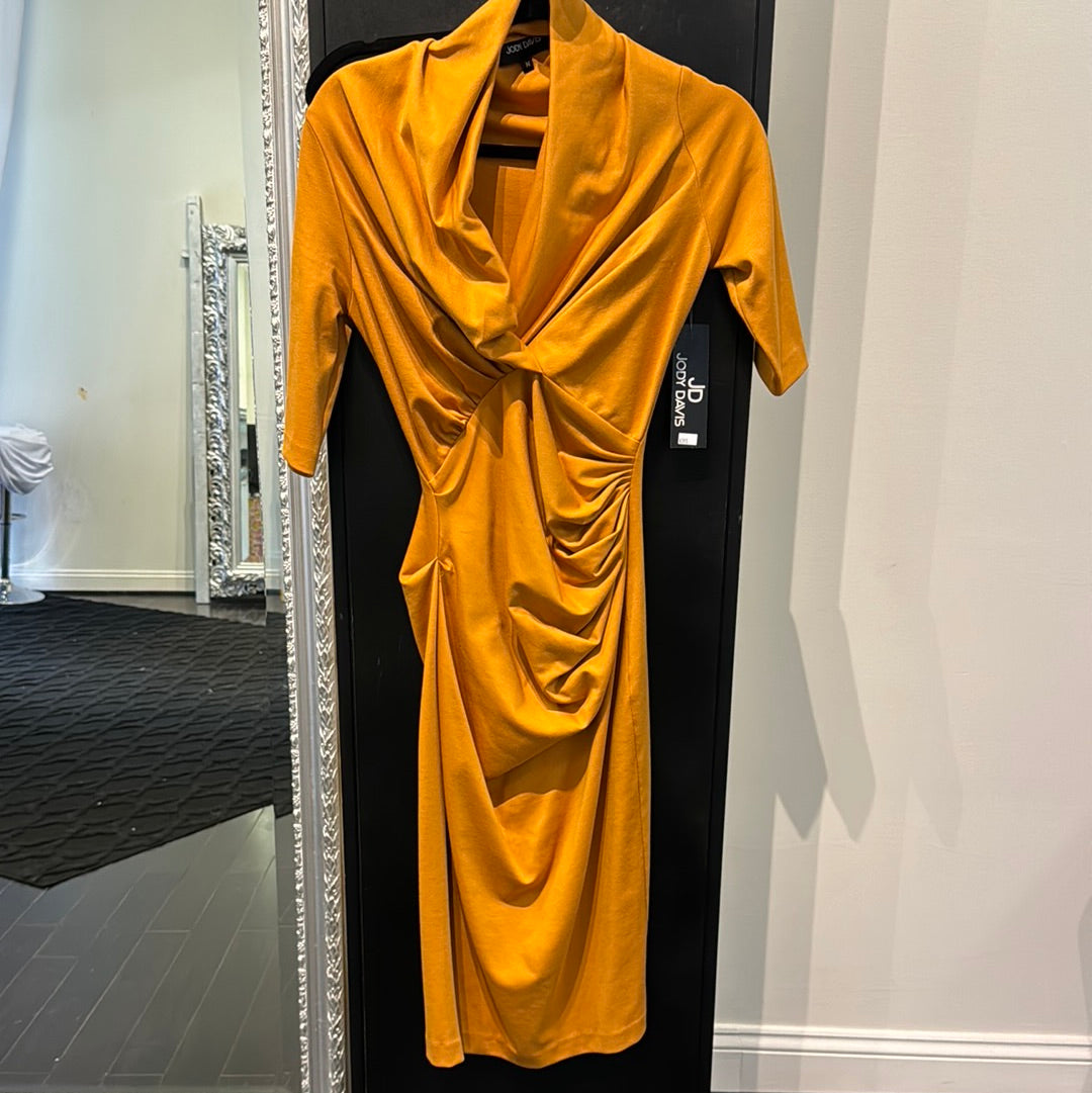 Shawl Collar fitted dress with 3-4 Sleeves