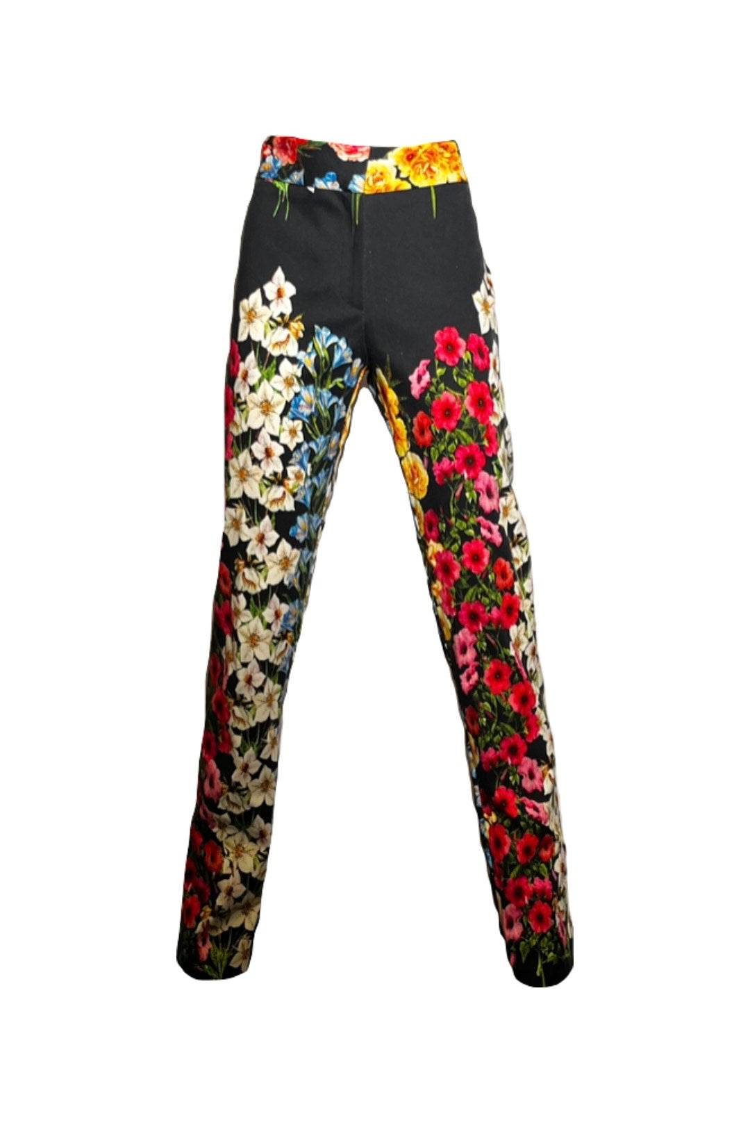 Black Multicolor Floral Suit Pant