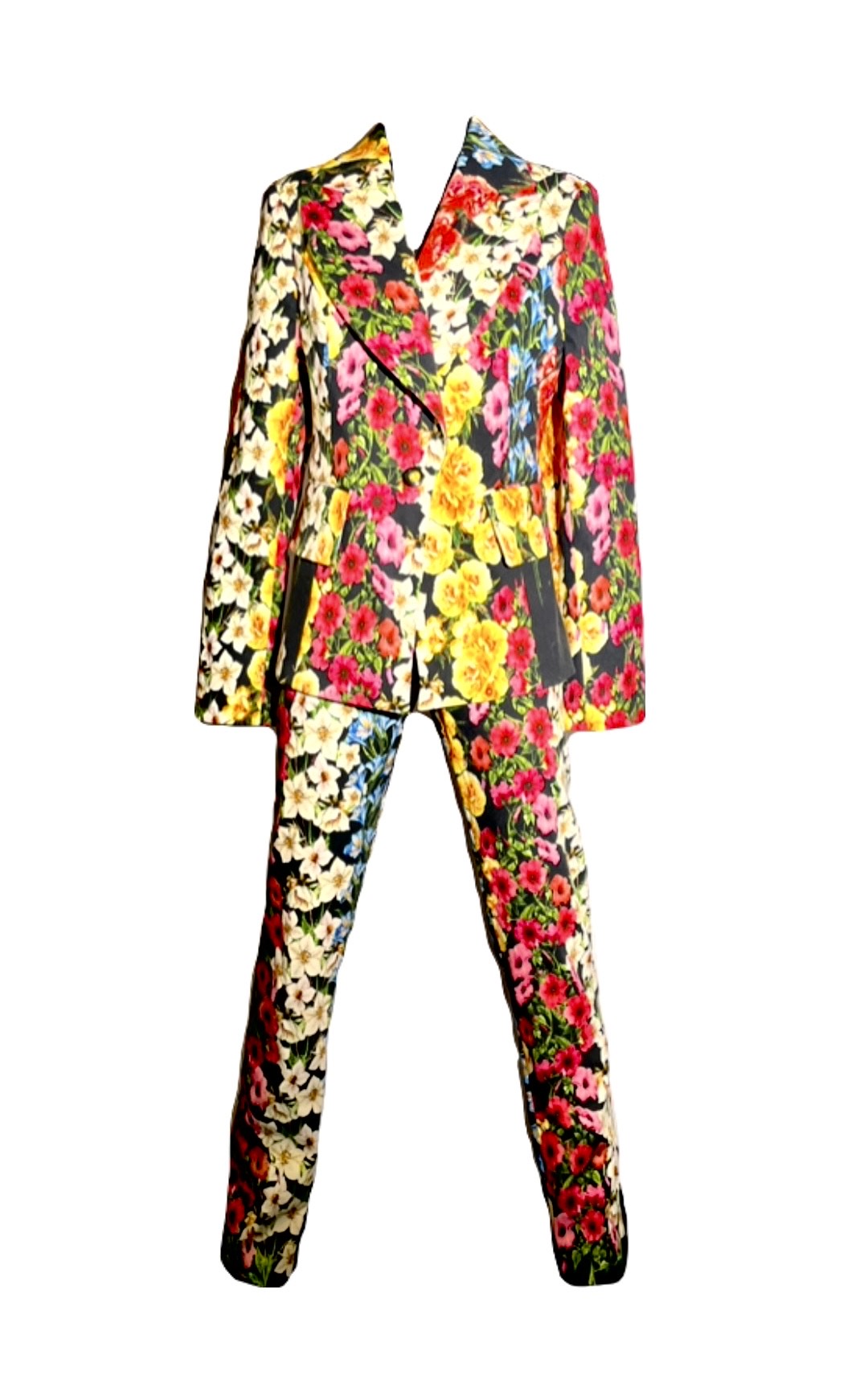 Black Multicolor Floral Suit Jacket