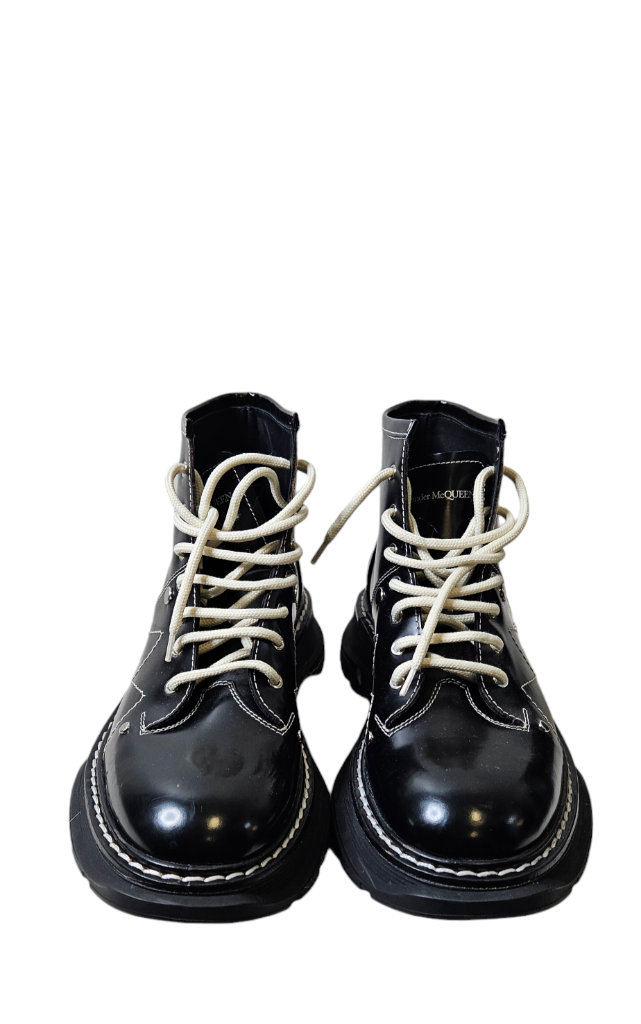 Alexander McQueen Black Tread Womens Ankle Boots