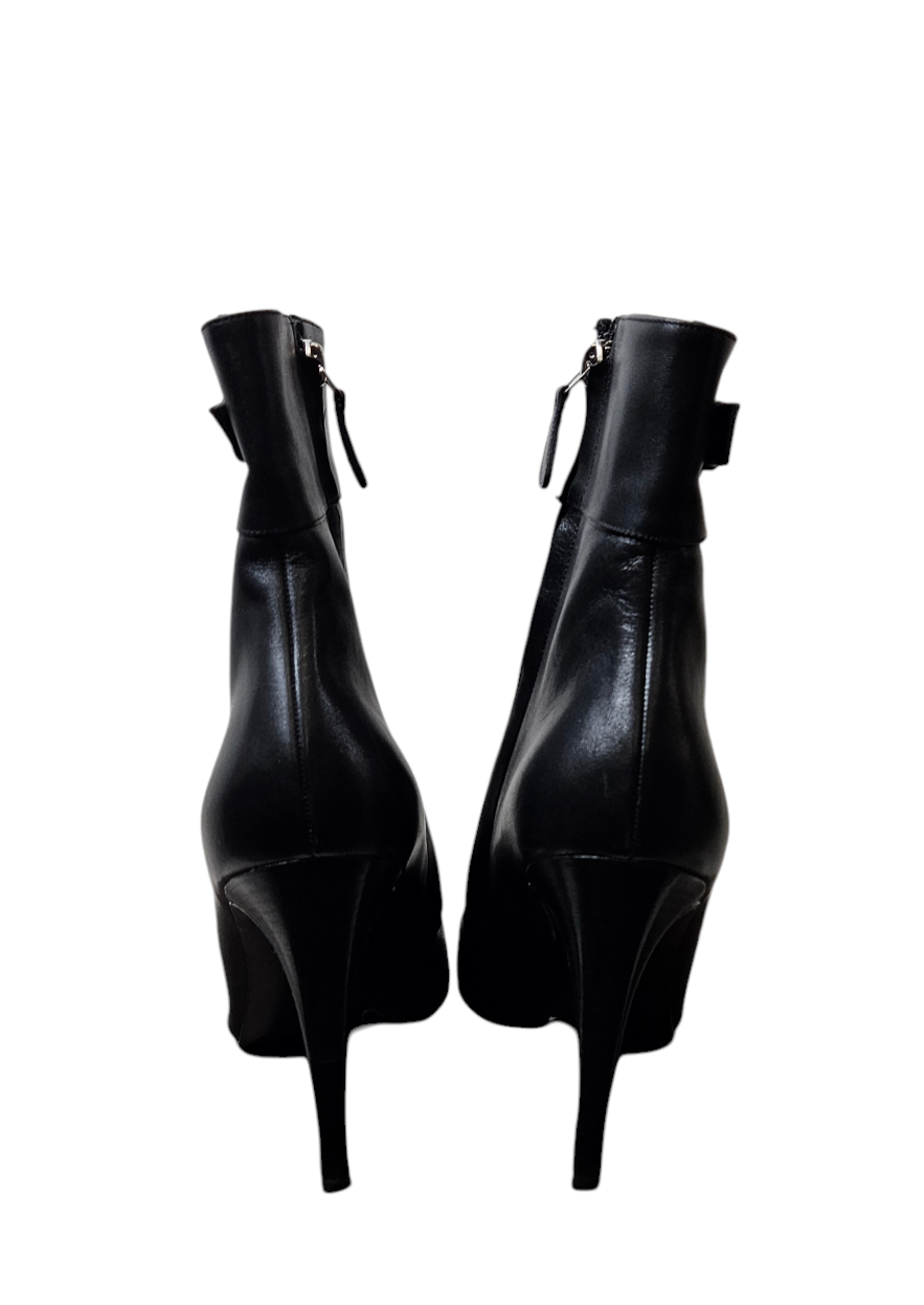 Versace Leather Heeled Boot with Buckle Detail