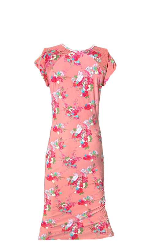 Pink Floral Cotton Jersey Bodycon Dress