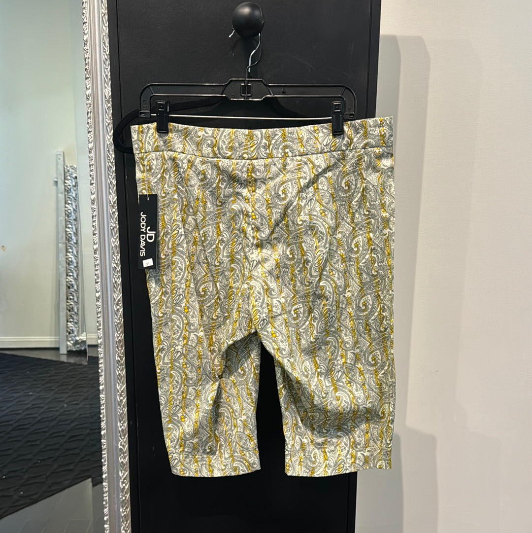 Yellow Paisely Cotton Lycra Shorts