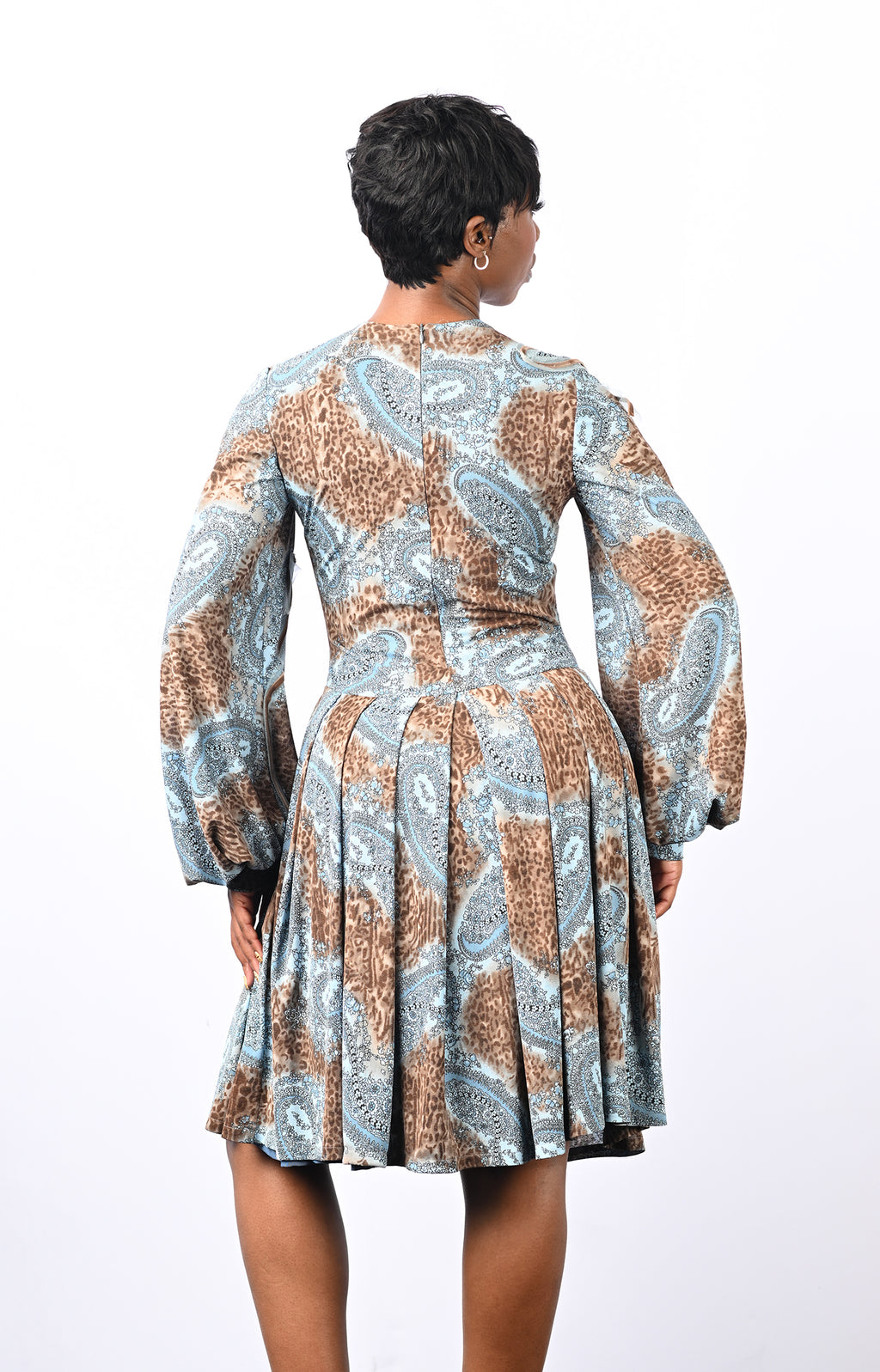 Blue Paisley Fit and Flare Dress