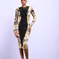 Bodycon Lace-Up Front Multicolor print Dress