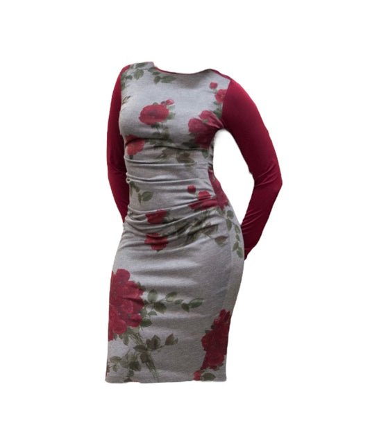 Round Neck Fitted Dress with Ruching