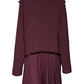 Wine Fit and Flare Jersey Dress with Trim Detail