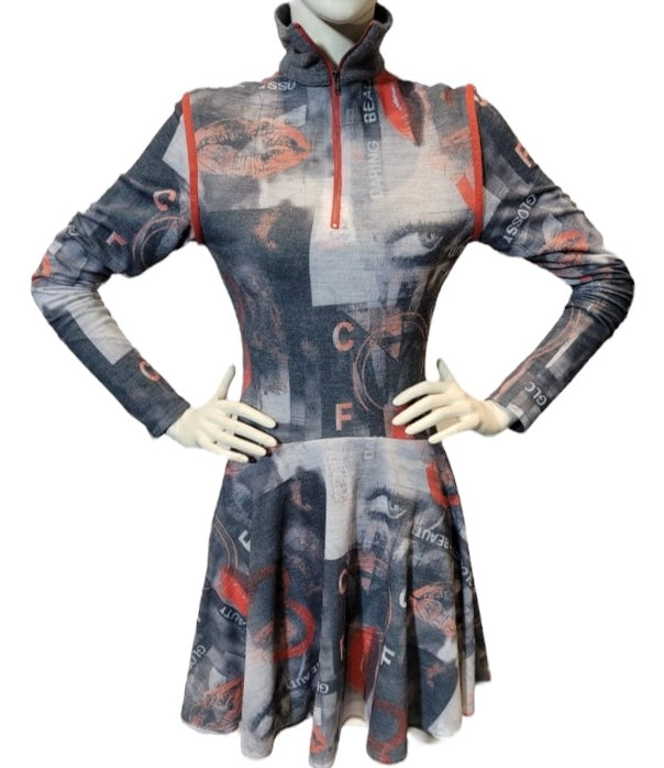 Printed Turtleneck Dress
