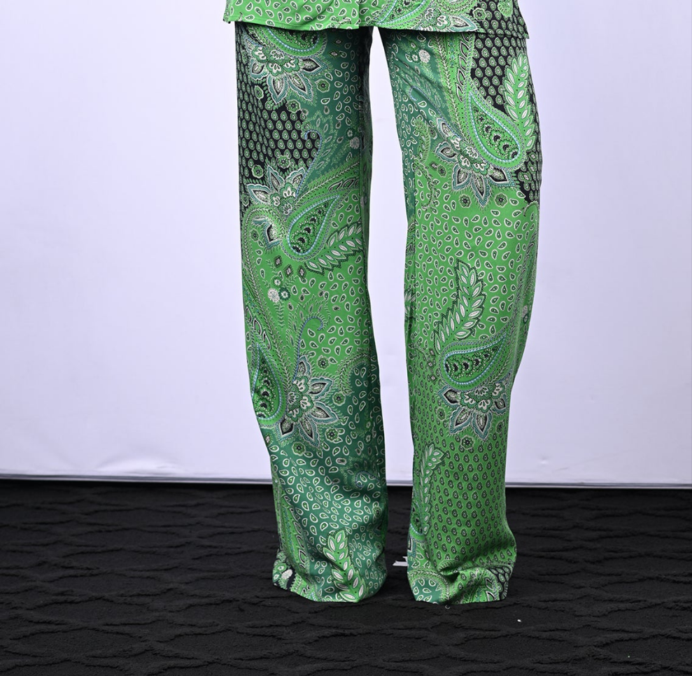 Green Paisley Full leg pant