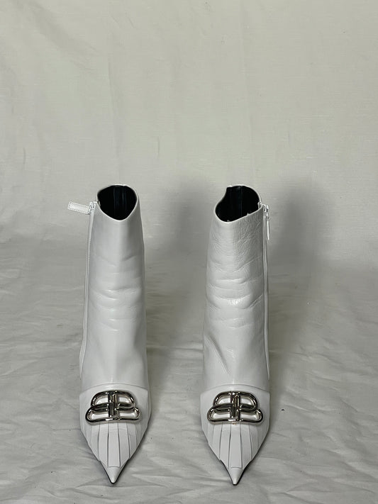 Balenciaga Booties White Leather