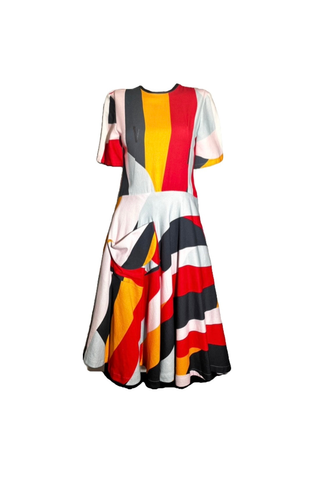 Fitted and Flare Multicolor Printed Dress