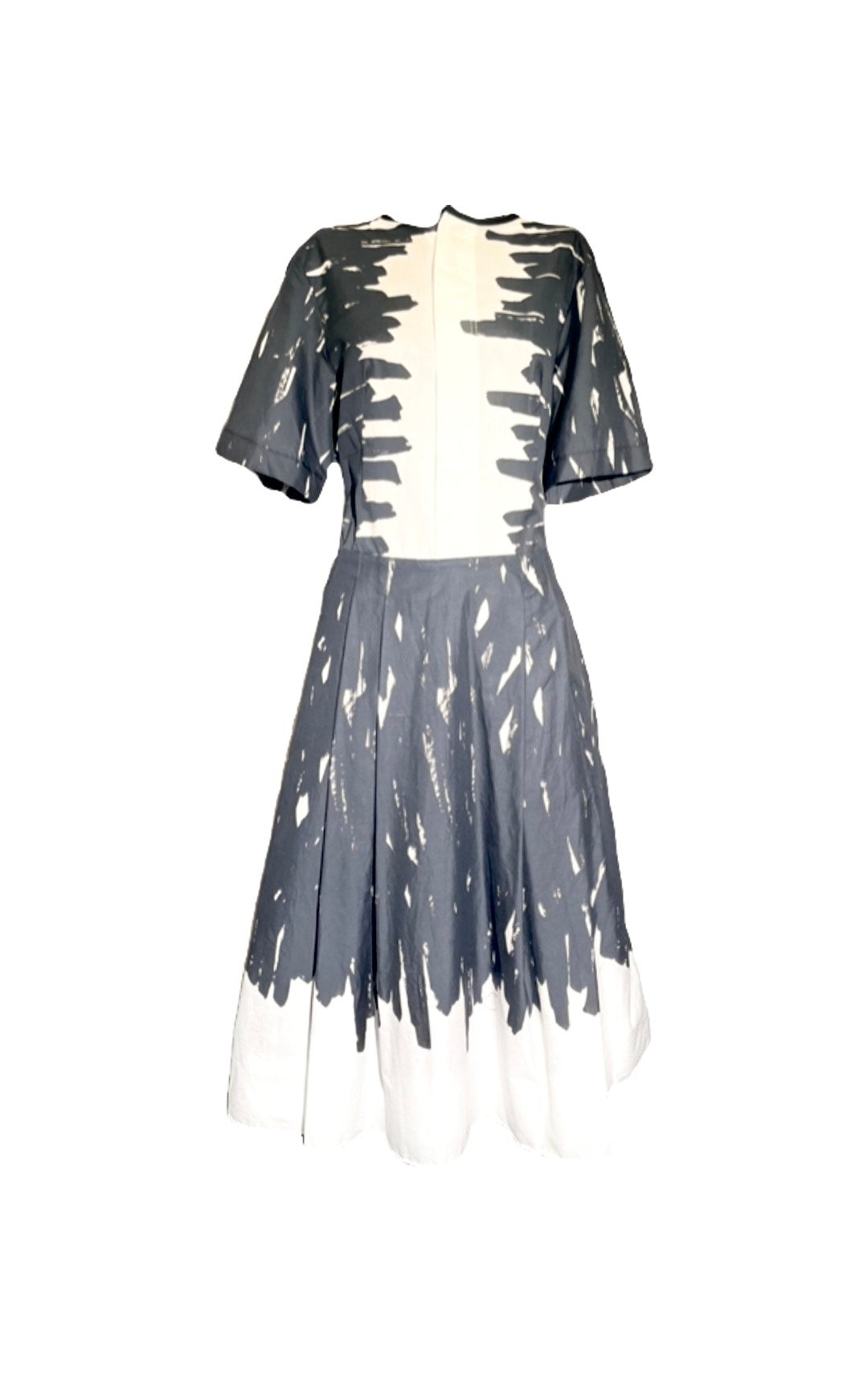 Black and White Printed Fit and Flare Dress