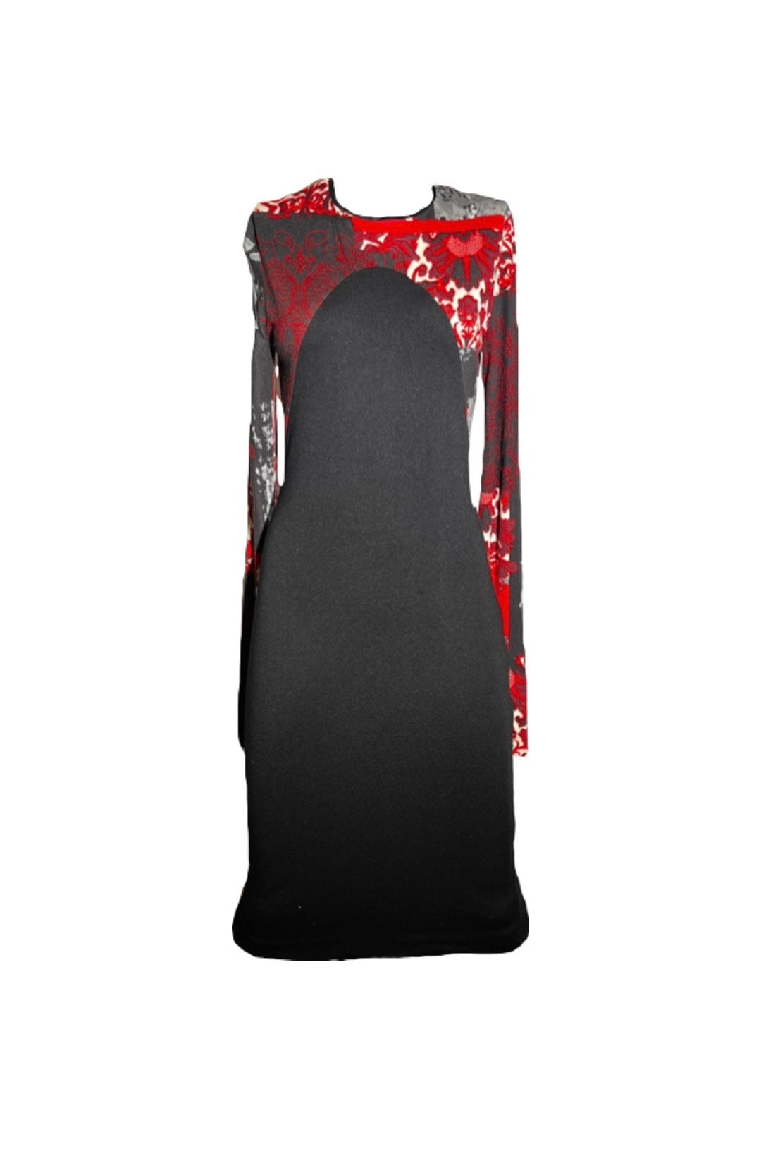 Black and Red Floral Fitted Dress