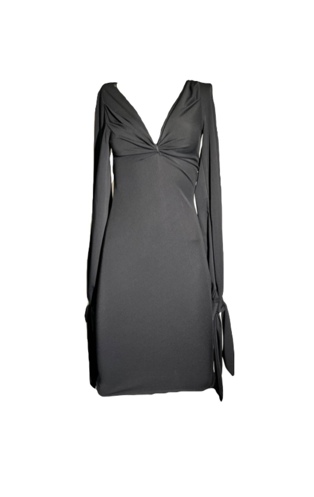 Black Fitted Dress with Bow Sleeves