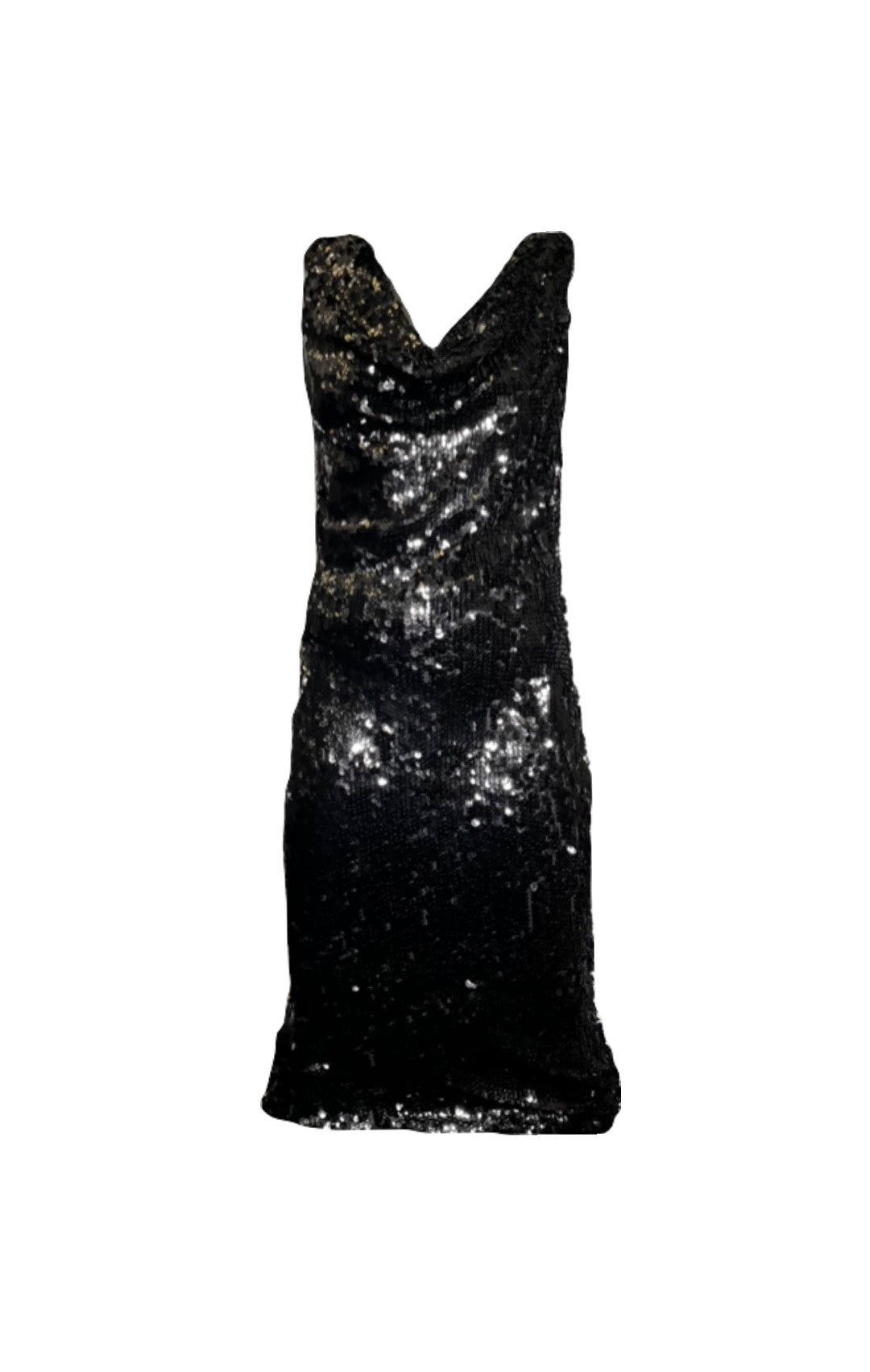 Black Sequen Scoop Neck Dress