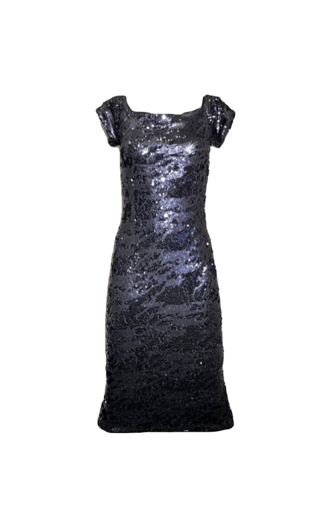 Blue Sequin Fitted Dress