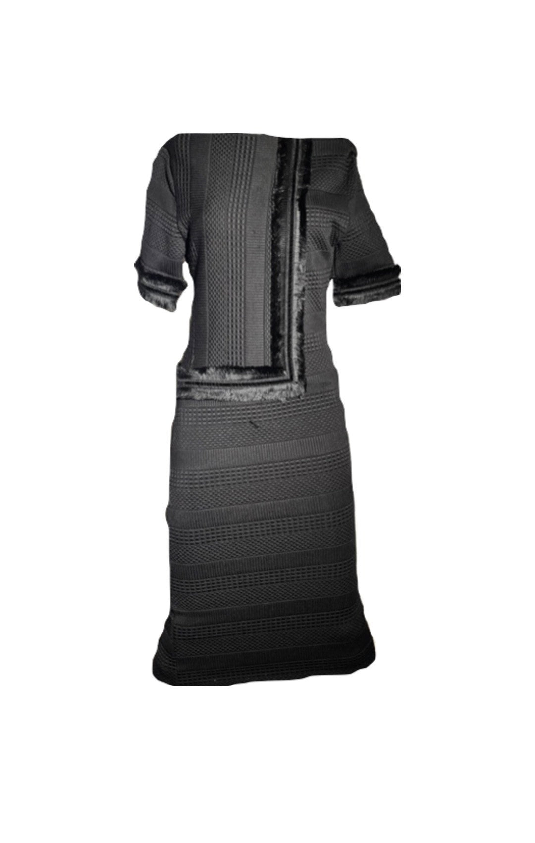Black Geometric Print Fitted Dress