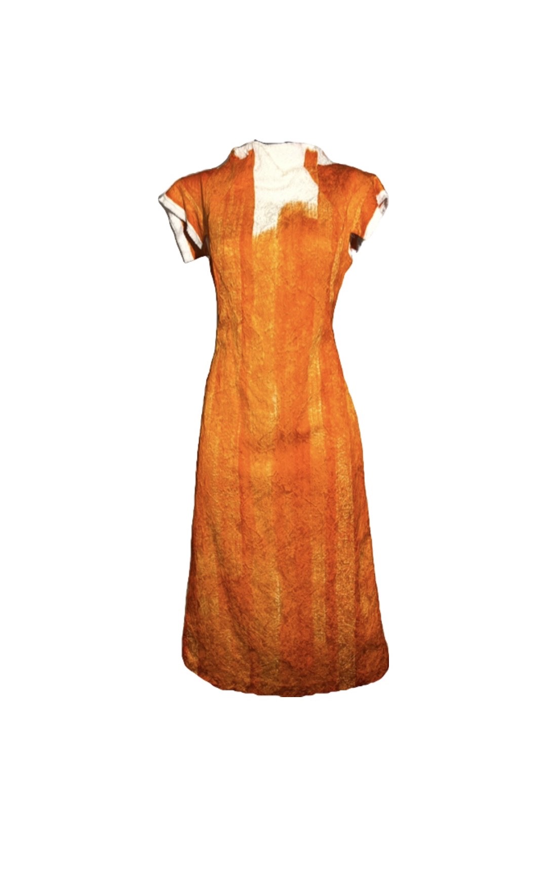 Orange and White Fitted Dress