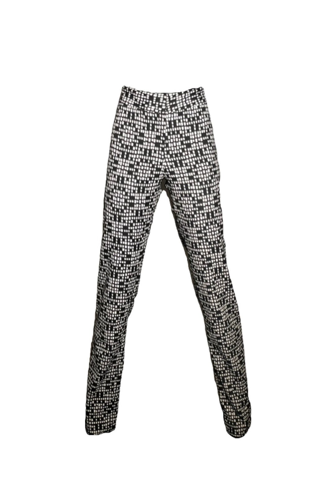 White and Black Geometric Suit Pant