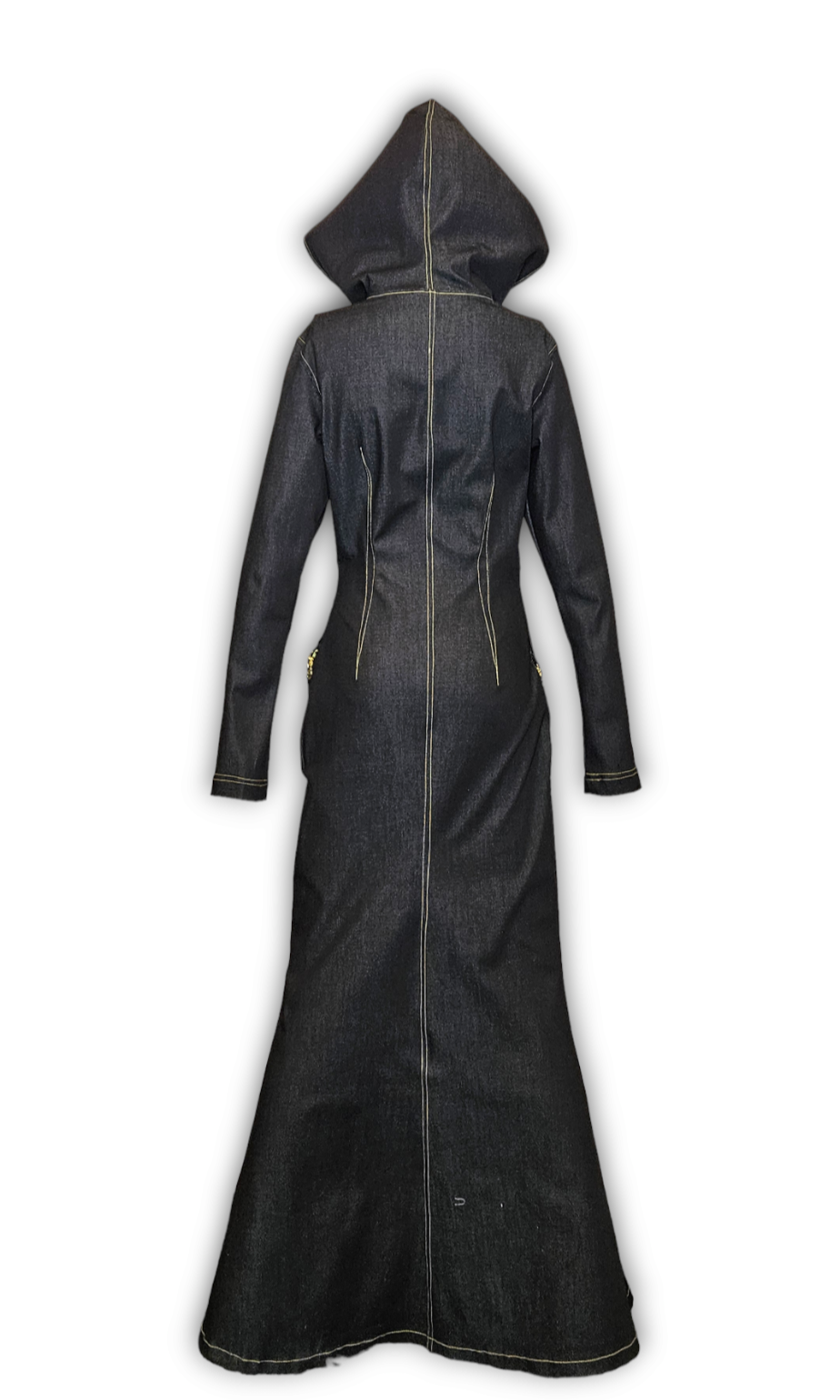 Denim Dress with Hood, and Front Zipper