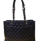 Navy Blue Patent Leather Chanel Shopping Bag