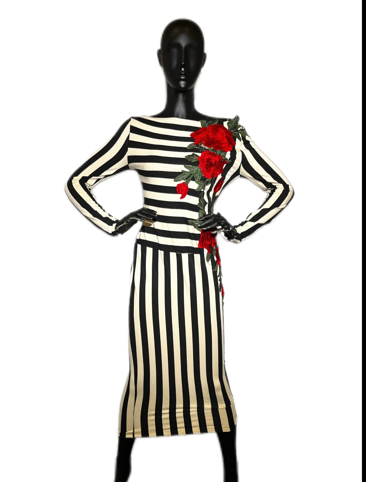 Long-sleeve bodycon Striped Dress
