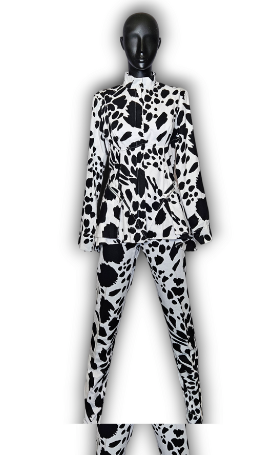 Black and WhitePrint Suit Pant
