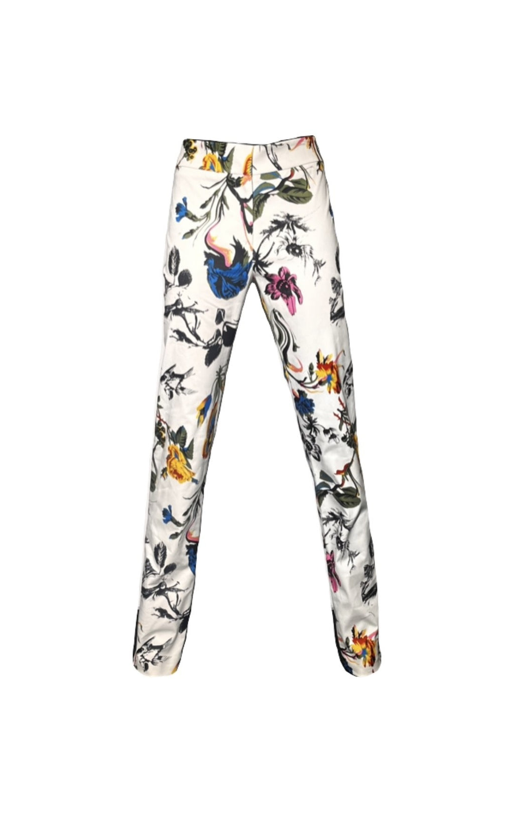 White Floral Suit Pant