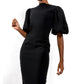 Black Center High-Neck with Puffed Sleeves