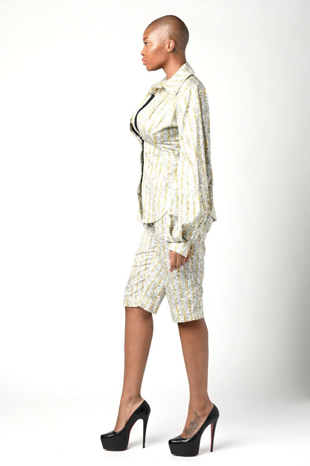 Yellow Paisely Print Cotton Shirt