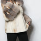 FUR Golden White Sheared Mink Crystal Fox Collar and Sleeve Cuffs