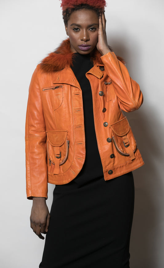 Orange Leather Jacket