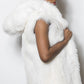 White Fox Vest with Hood